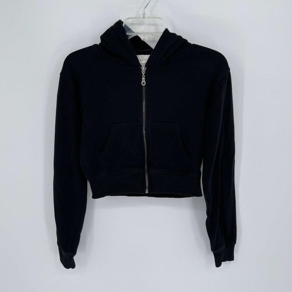 Aeropostale‎ Women's Black Cropped Full Zip Fleece Hoodie Sweatshirt Size M